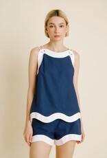 Navy Wave Hem Top