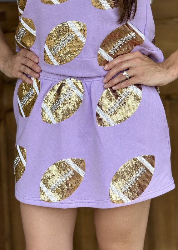 Queen of Sparkles Lavender Scattered Sequin & Rhinestone Football Skort
