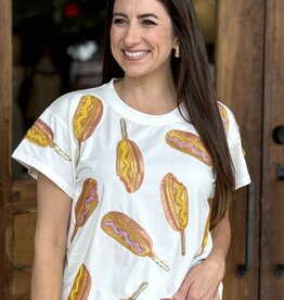 Queen of Sparkles White Scattered Corndog Tee