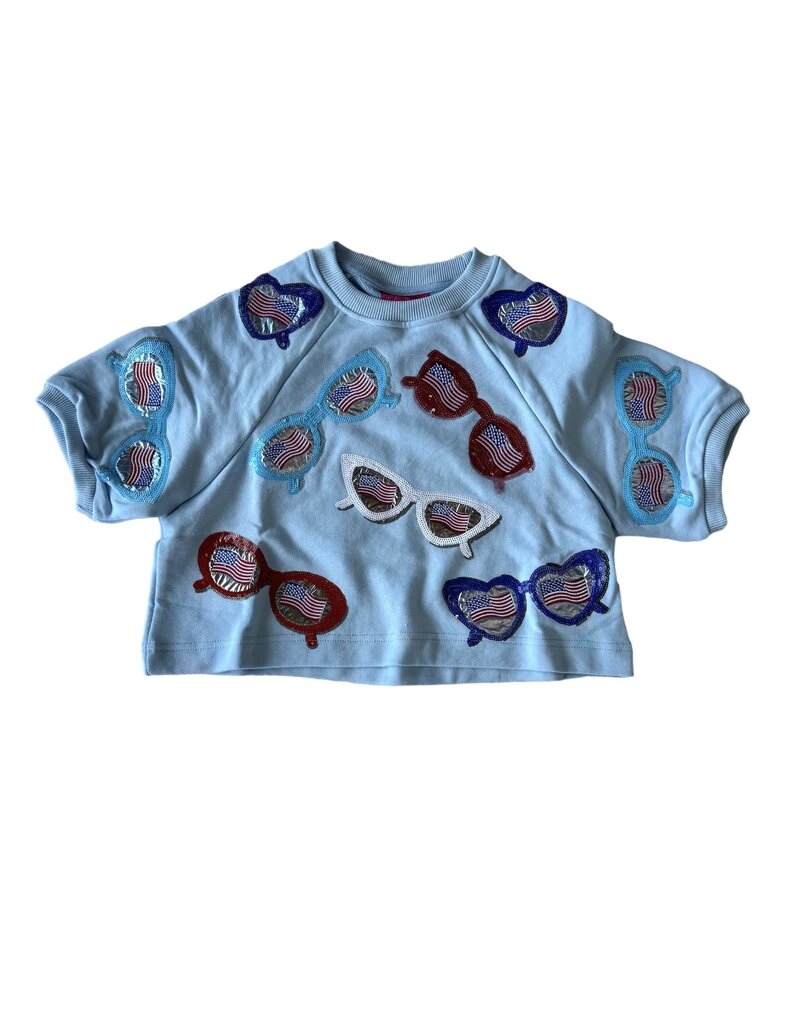 Queen of Sparkles Kids Light Blue USA Sunglass Top