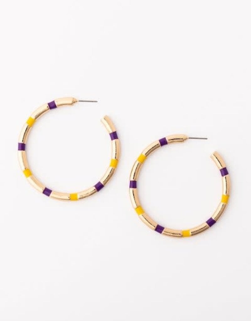 Nellie Large Earrings Purple & Gold