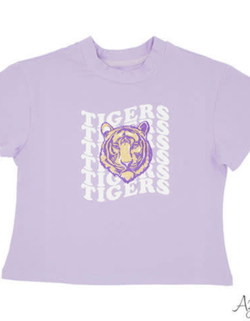 Girls Tiger Wavy Glitter on Lavender Boxy Tee