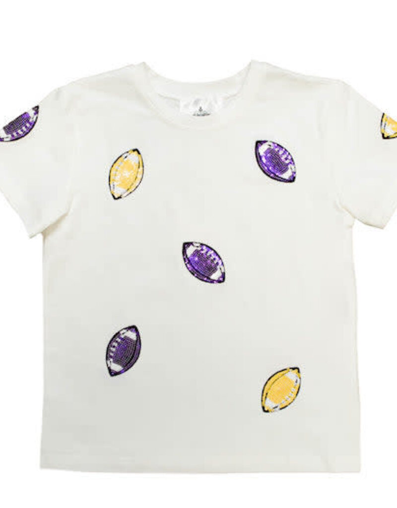 Kids Purple & Yellow Sequin Football Shirt