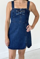 Jewel Bow Denim Mini Dress