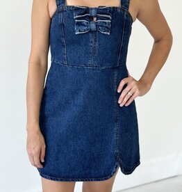 Jewel Bow Denim Mini Dress