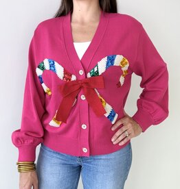 Queen of Sparkles Pink Cardigan w/ Candy Cane & Bow