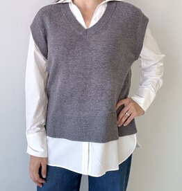 Grey Sweater Combo Blouse