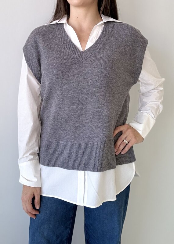 Grey Sweater Combo Blouse