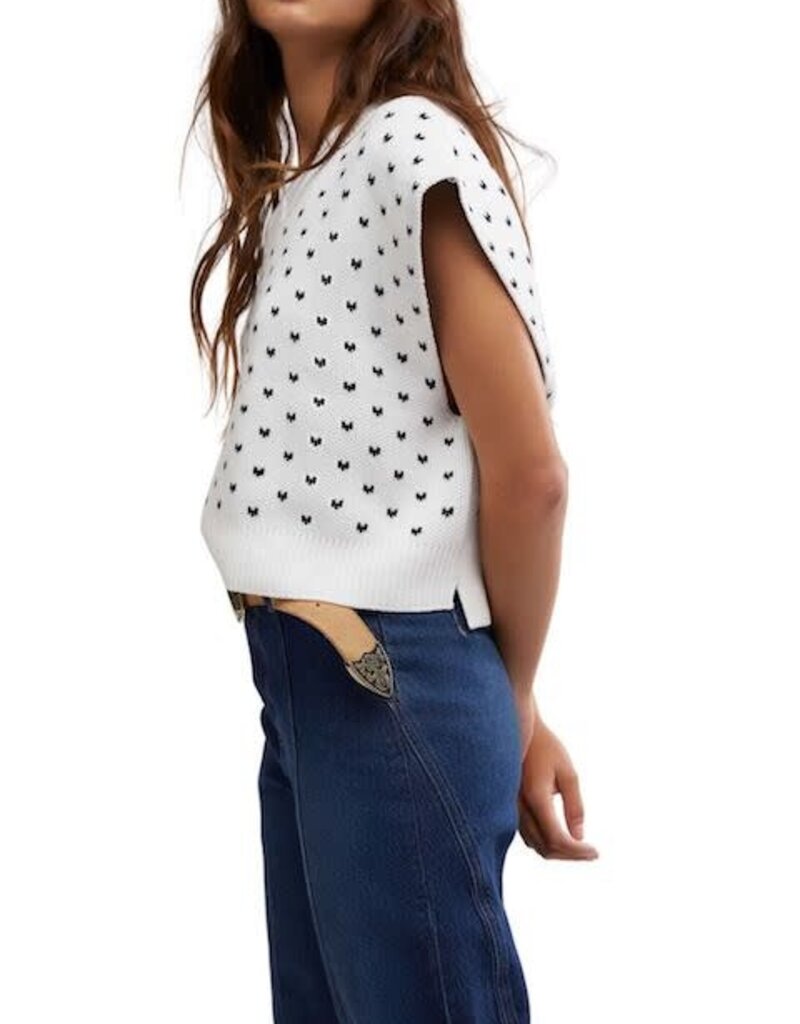 Free People Pattern Easy Street Vest Ivory Black