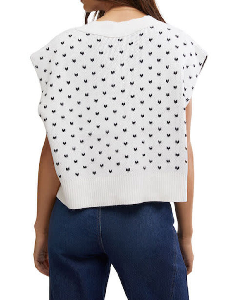 Free People Pattern Easy Street Vest Ivory Black