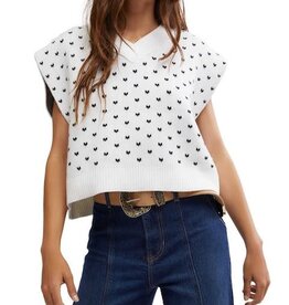 Free People Pattern Easy Street Vest Ivory Black