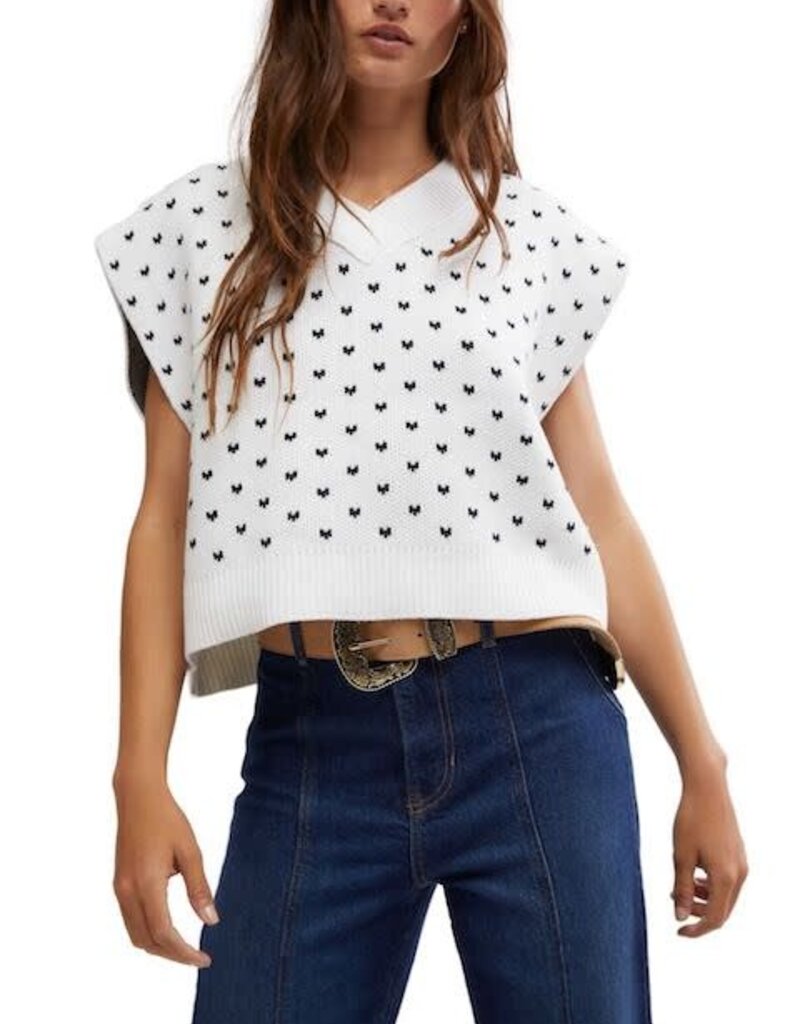 Free People Pattern Easy Street Vest Ivory Black