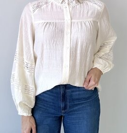 Trimmed Around Ivory Blouse