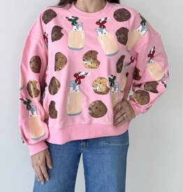 Queen of Sparkles Light Pink Milk & Cookies Sweatshirt