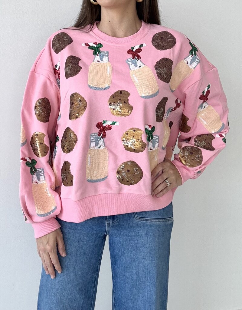 Queen of Sparkles Light Pink Milk & Cookies Sweatshirt