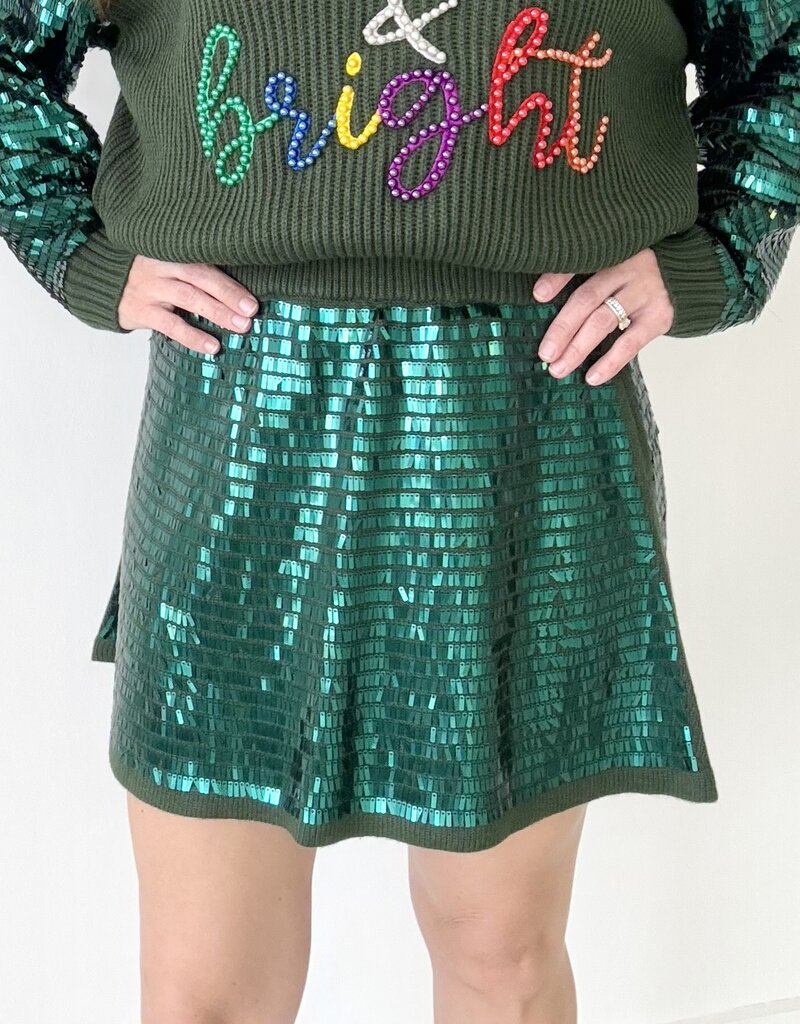 Queen of Sparkles Green Shard Sequin Skirt