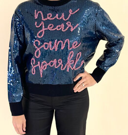 Queen of Sparkles Black Full Sequin New Year Sweater