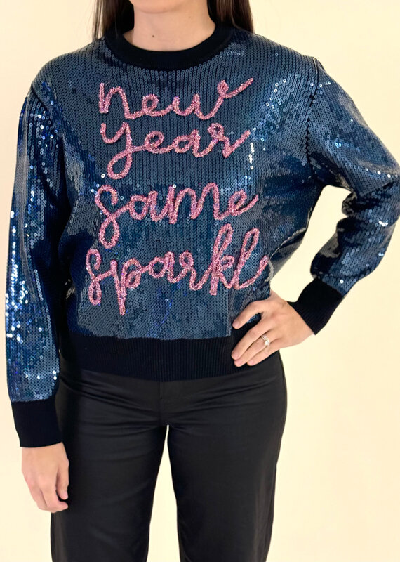 Queen of Sparkles Black Full Sequin New Year Sweater