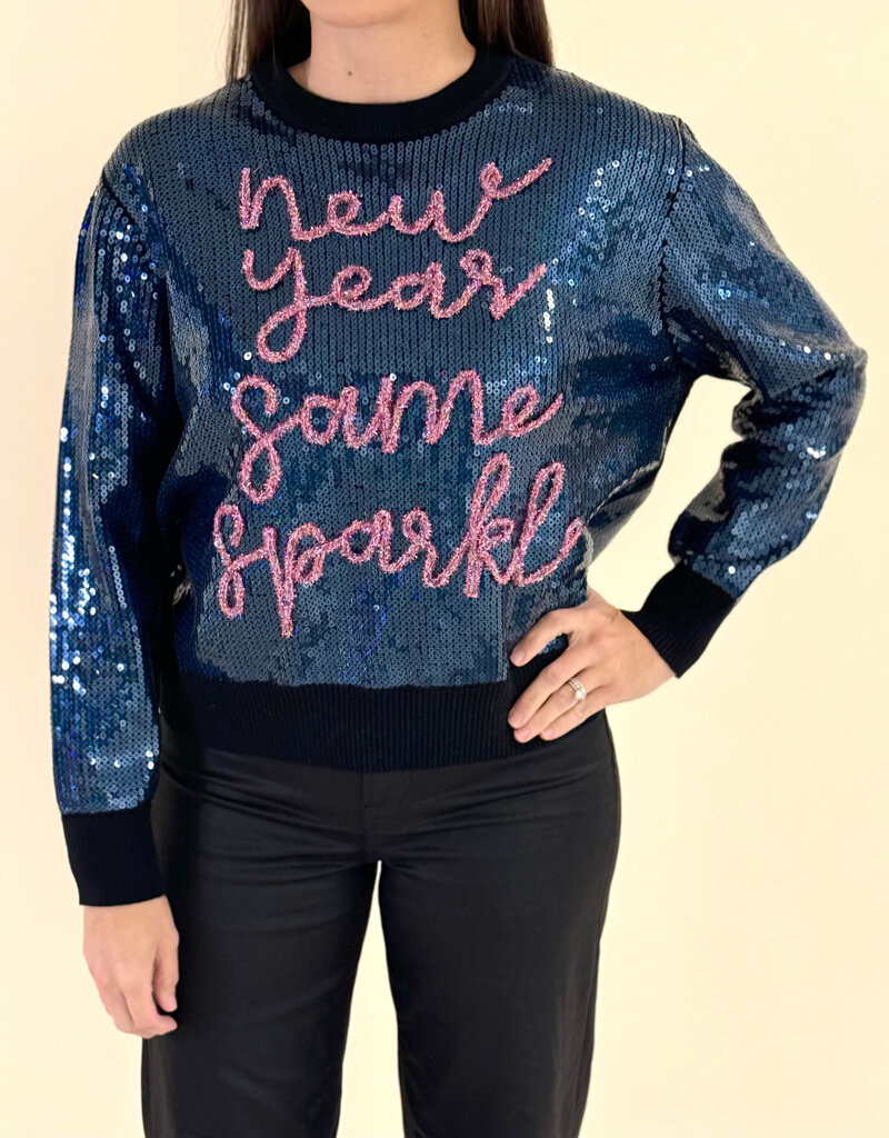 Queen of Sparkles Black Full Sequin New Year Sweater