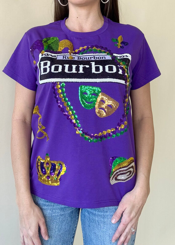Bomb Designs Bourbon Mardi Gras Sequin Tee