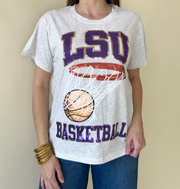 Queen of Sparkles Grey LSU Basketball Tee