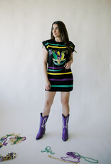 Queen of Sparkles Black Striped Mardi Gras Mask Top
