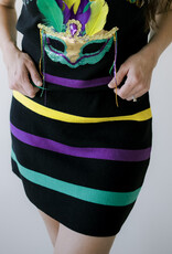 Queen of Sparkles Black Striped Mardi Gras Skirt
