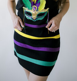 Queen of Sparkles Black Striped Mardi Gras Skirt