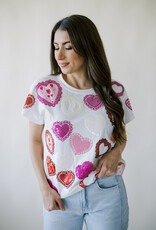 Queen of Sparkles White Multi Doily Heart Tee