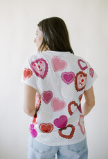 Queen of Sparkles White Multi Doily Heart Tee