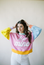 Queen of Sparkles Multi Pastel Colorblock Be Mine Sweater