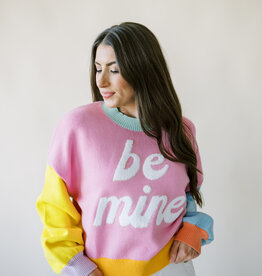 Queen of Sparkles Multi Pastel Colorblock Be Mine Sweater