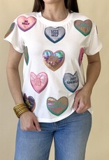 Queen of Sparkles White Positive Candy Hearts Tee