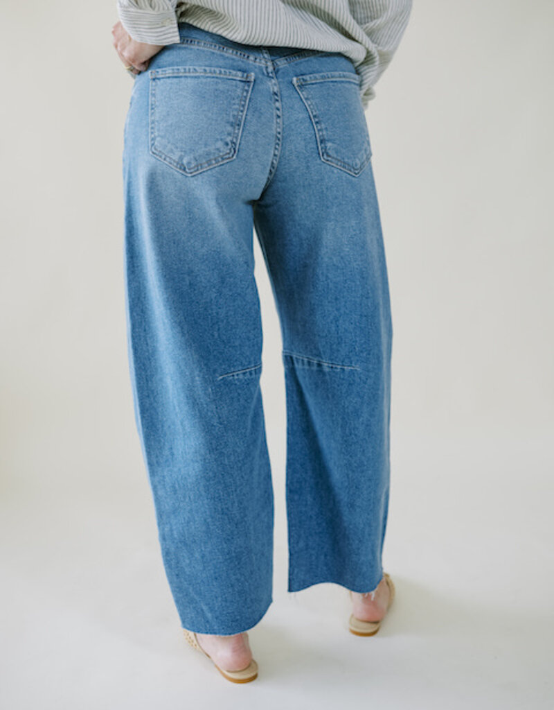 Just Black Light Barrel Jean with Seams