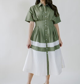 Olive Two Tone Midi Dress