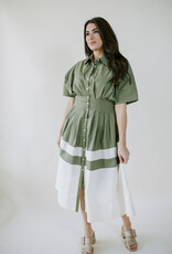 Olive Two Tone Midi Dress