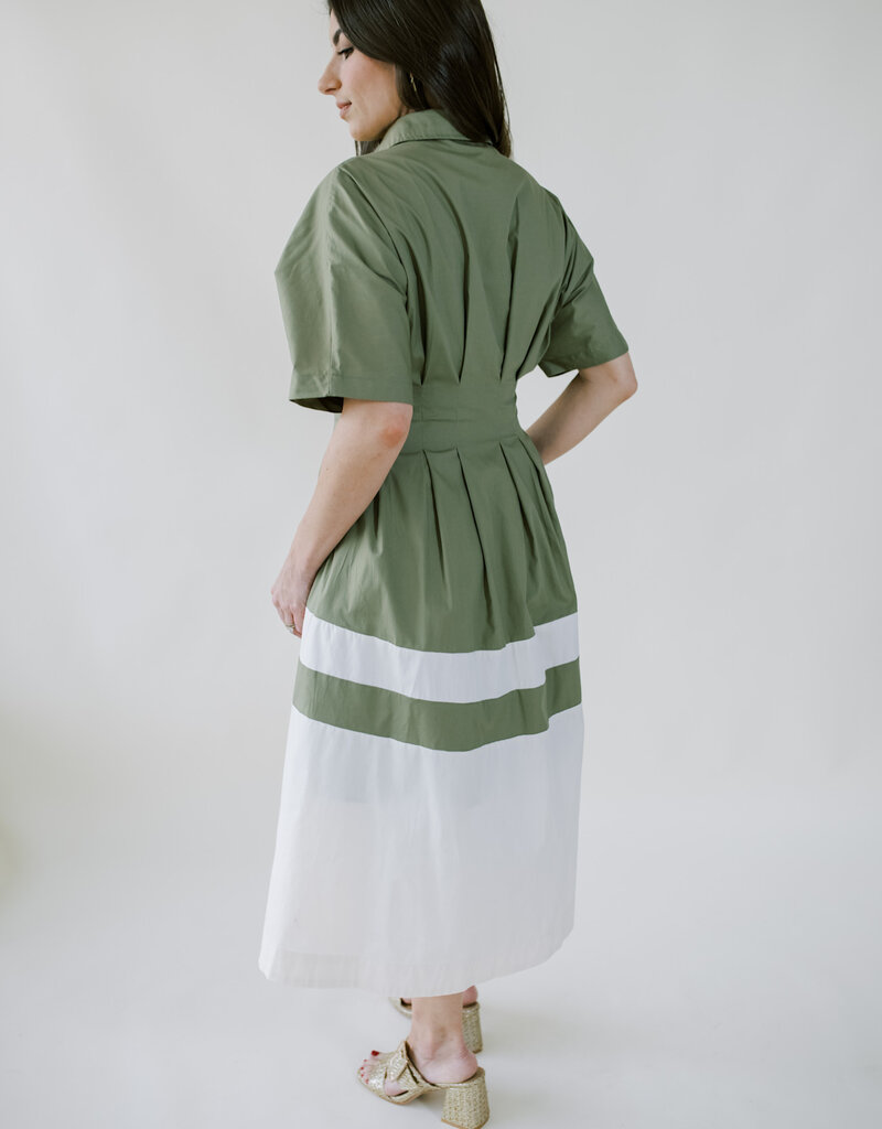 Olive Two Tone Midi Dress