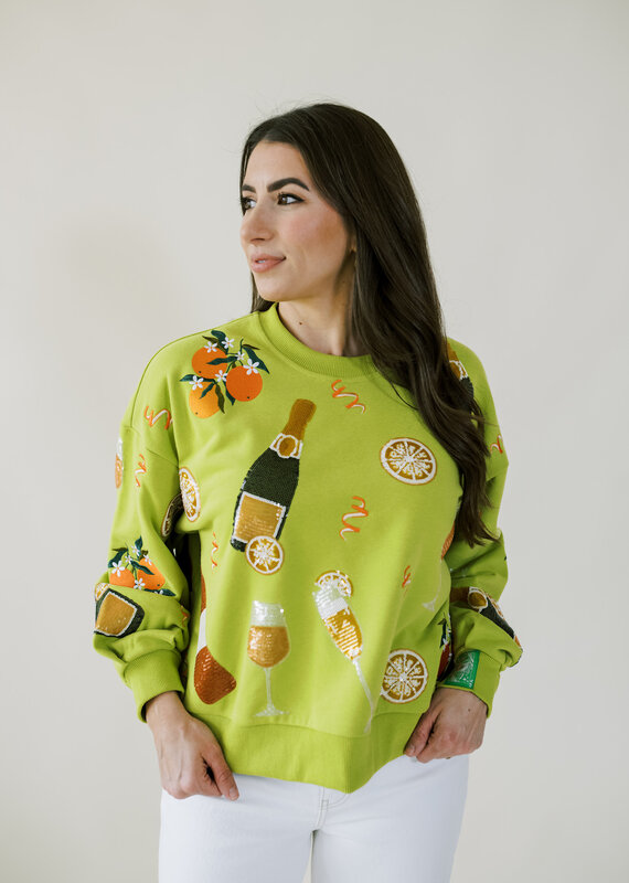 Queen of Sparkles Green Mimosa Icon Sweatshirt
