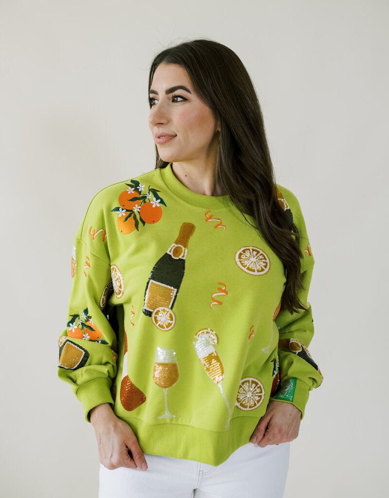 Queen of Sparkles Green Mimosa Icon Sweatshirt