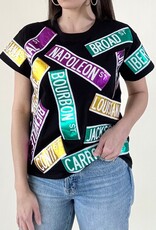 Queen of Sparkles Black Metallic Nola Street Signs Tee