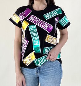 Queen of Sparkles Black Metallic Nola Street Signs Tee