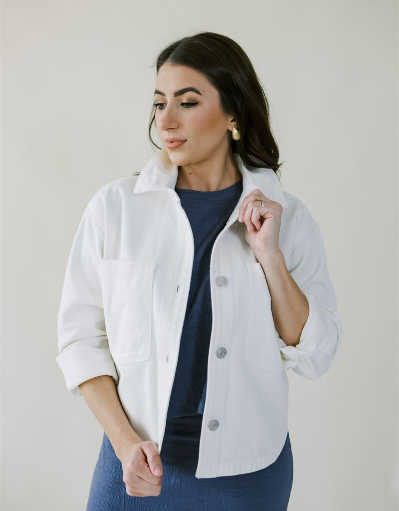 Z Supply All Day Cropped Denim Jacket Off White