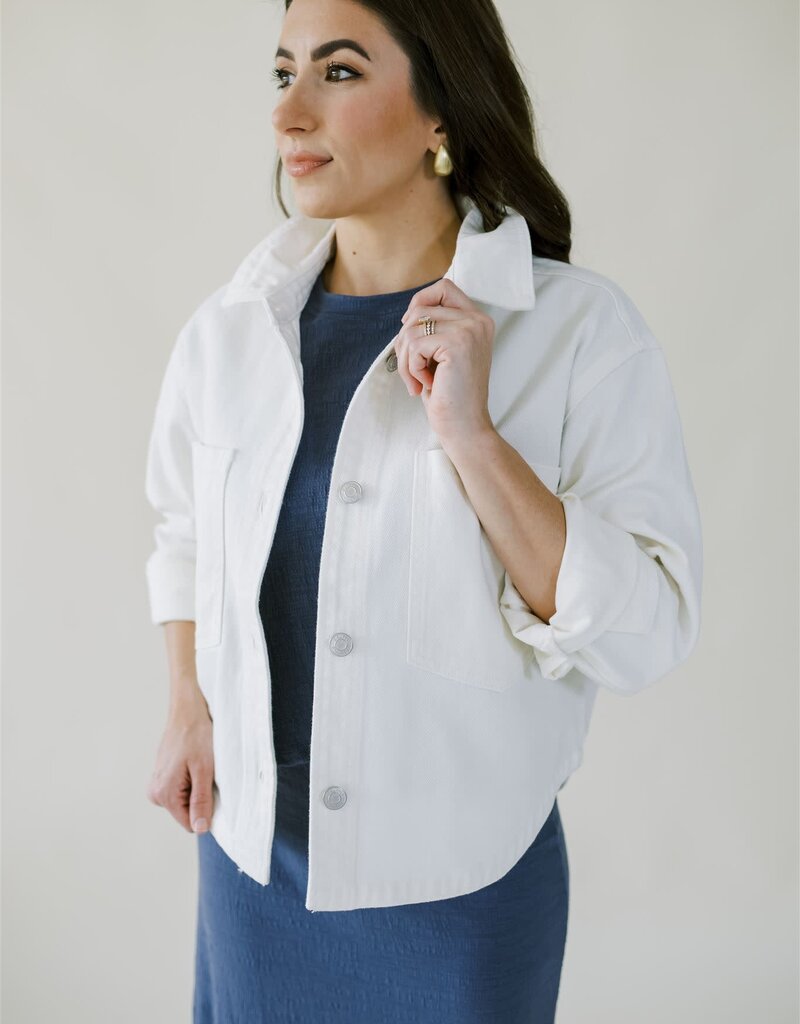 Z Supply All Day Cropped Denim Jacket Off White