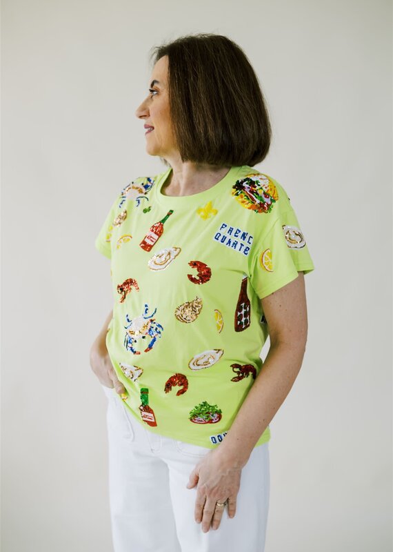 Queen of Sparkles Green Louisiana Food Tee