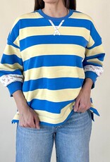 Floral Contrast Striped Pullover