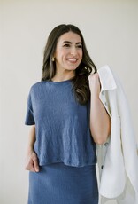 Z Supply Sway Textured Cropped Tee Worn Blue