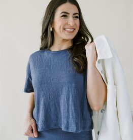 Z Supply Sway Textured Cropped Tee Worn Blue