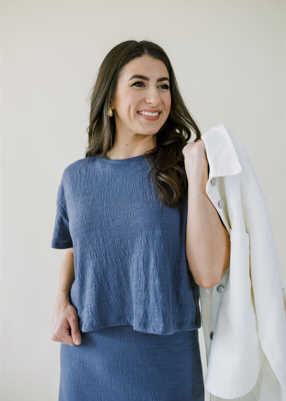 Z Supply Sway Textured Cropped Tee Worn Blue