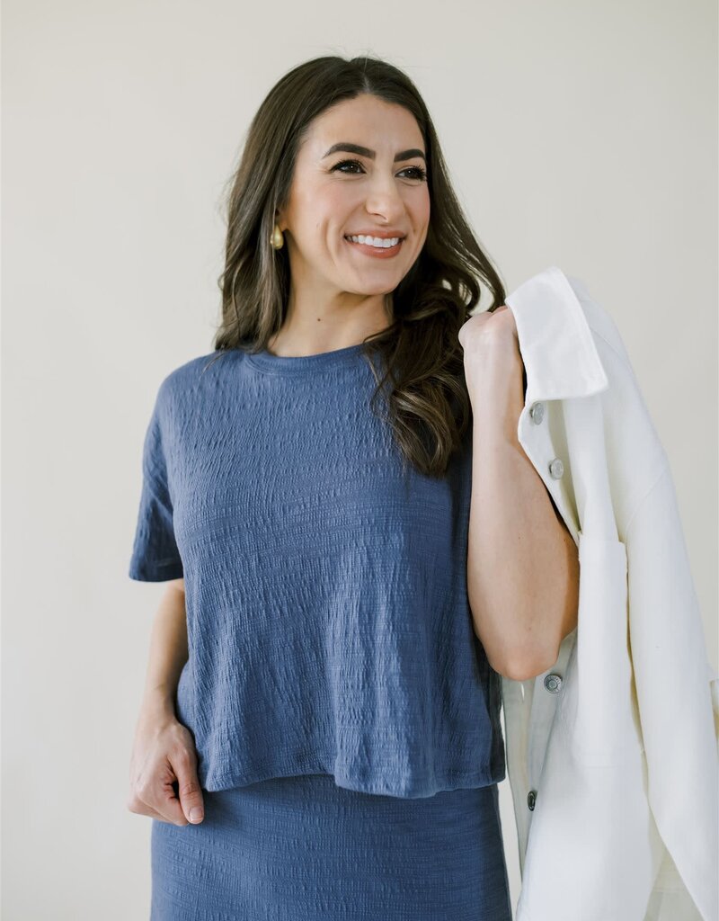 Z Supply Sway Textured Cropped Tee Worn Blue