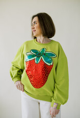 Queen of Sparkles Lime Green Metallic Strawberry Sweatshirt